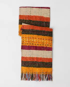 Утепленный шарф с шерстью в составе и бахромой по краям