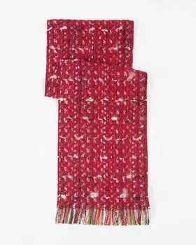 Утепленный шарф с шерстью в составе и бахромой по краям