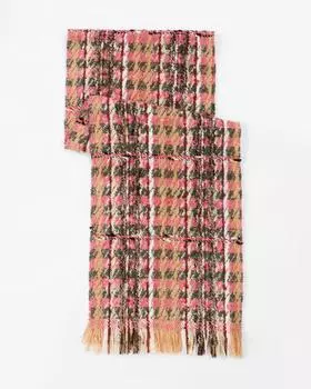 Утепленный шарф с шерстью в составе бахромой по краям