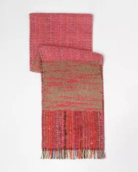 Утепленный шарф с шерстью в составе и бахромой по краям