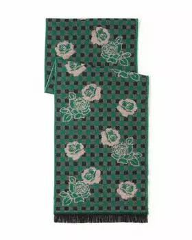 Шарф с цветочным дизайном и бахромой по краям