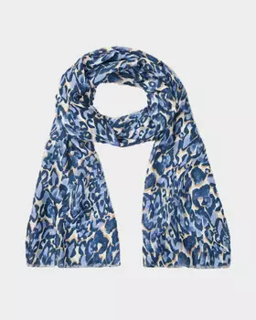 Шарф с анималистическим принтом и необработанным краем