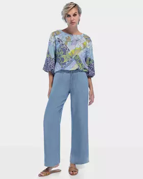 Широкие брюки из выбеленного лиоцелла