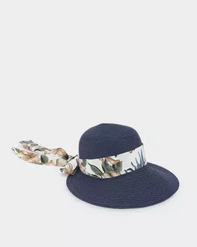 Шляпа с лентой с цветочным принтом
