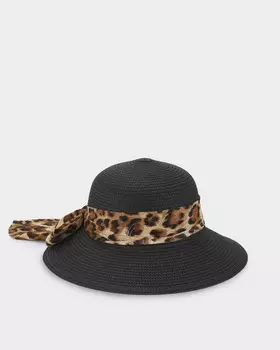 Шляпа с лентой с леопардовым принтом