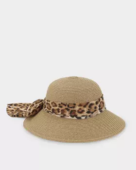 Шляпа с лентой с леопардовым принтом