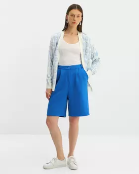 Хлопковые удлиненные шорты с высокой посадкой