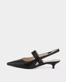 Слингбэки из натуральной кожи с узким ремешком и широкой перемычкой