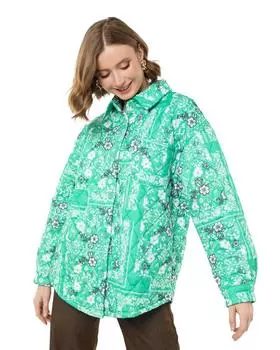 Стеганая куртка с комбинированным принтом