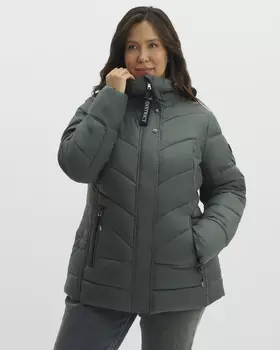 Стеганая куртка с регулируемым капюшоном на экомехе