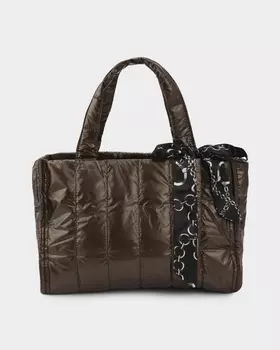 Стеганая сумка-тоут из нейлона на молнии со съемной лентой