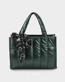 Стеганая сумка-тоут из нейлона на молнии со съемной лентой