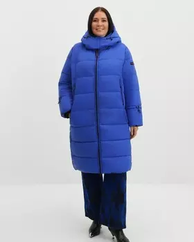 Стеганое пальто с регулируемым капюшоном на липучке и утеплителем термолайт