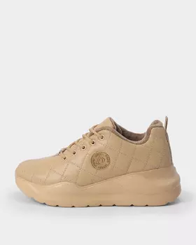 Стеганые кроссовки из натуральной кожи на гибкой подошве