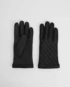 Стеганые перчатки из натуральной кожи