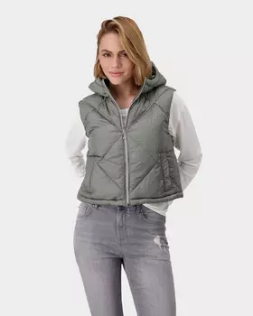 Стеганый укороченный жилет с капюшоном