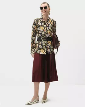 Струящаяся плиссированная сатиновая юбка миди