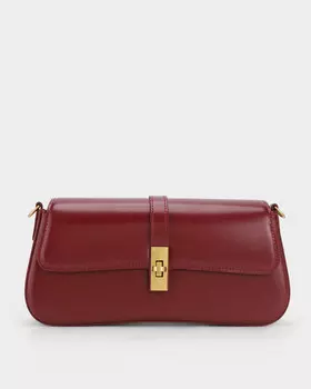 Сумка-багет из натуральной гладкой кожи