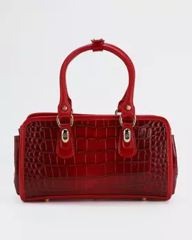 Сумка-багет из натуральной кожи с тиснением