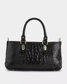 Сумка-багет из натуральной кожи со съемным плечевым ремнем-цепочкой