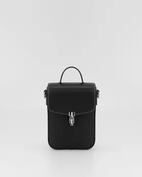 Сумка для телефона из натуральной кожи с ремнем-кроссбоди и портфельной застежкой