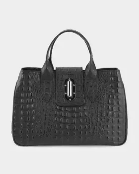 Сумка из натуральной кожи «под крокодила» с поворотным замком