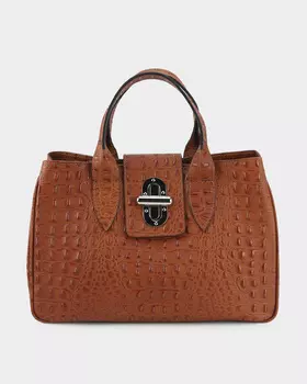 Сумка из натуральной кожи «под крокодила» с поворотным замком