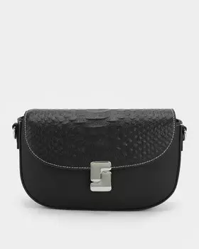 Сумка из натуральной кожи с фактурой под рептилию