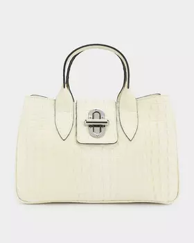 Сумка из натуральной кожи с имитацией фактуры кожи крокодила с поворотным замком