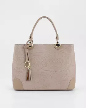 Сумка из натуральной кожи с тисненым цветочным узором