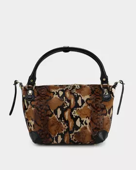 Сумка из натуральной кожи с ворсом и анималистическим принтом