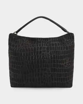 Сумка из натуральной замши с тиснением под кожу рептилии