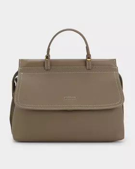 Сумка из натуральной зернистой кожи с контрастной прострочкой