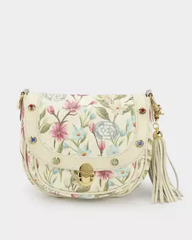 Сумка кроссбоди из натуральной кожи со съемным брелоком-кистью