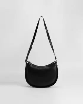 Сумка хобо из комбинации материалов на молнии и c регулируемым ремнем