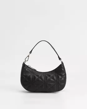 Сумка микро из натуральной кожи с плетеной фактурой и цепочкой