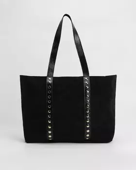 Вместительная сумка из замши с металлическими заклепками