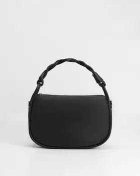 Сумка из натуральной кожи с плетеной ручкой на плечо