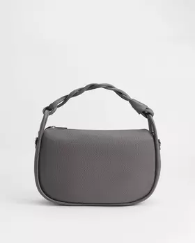 Сумка из натуральной кожи с плетеной ручкой на плечо