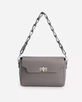 Сумка-трапеция из натуральной кожи с поворотным замком и оригинальным плечевым ремнем