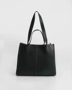 Сумка из натуральной кожи с 2 ручками, на молнии и магнитных замках