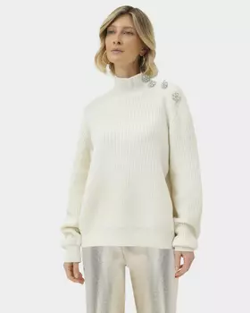 Свитер из тонкой шерсти мериноса с акцентными пуговицами на левом плече