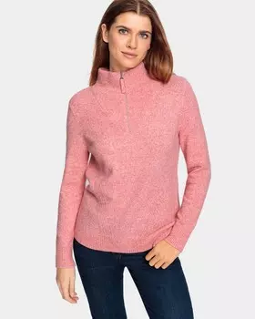 Свитер с короткой молнией на высоком воротнике