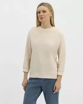 Свитшот из плотной ткани джерси с круглым вырезом рибовой фактуры