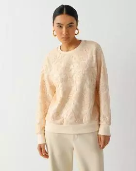 Свитшот из ткани, дублированной кружевом