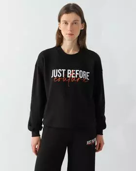 Свитшот из 100% хлопка с круглым вырезом, длинным рукавом и надписью на груди