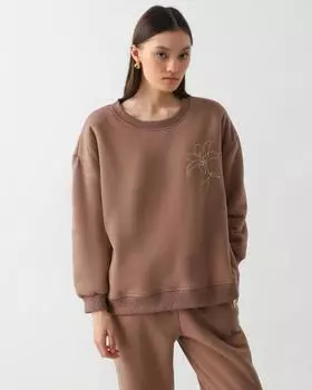 Хлопковый свитшот с теплой пушистой подкладкой