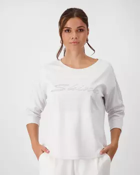 Свитшот с люрексом, принтом и стразами