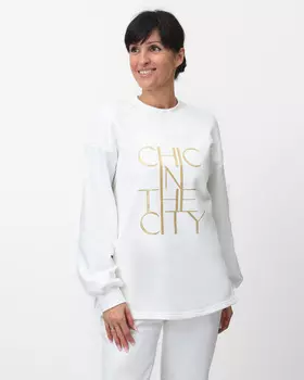 Свитшот с золотистым принтом