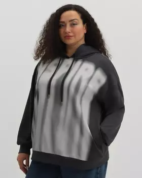 Свитшот свободного кроя с капюшоном на шнурке